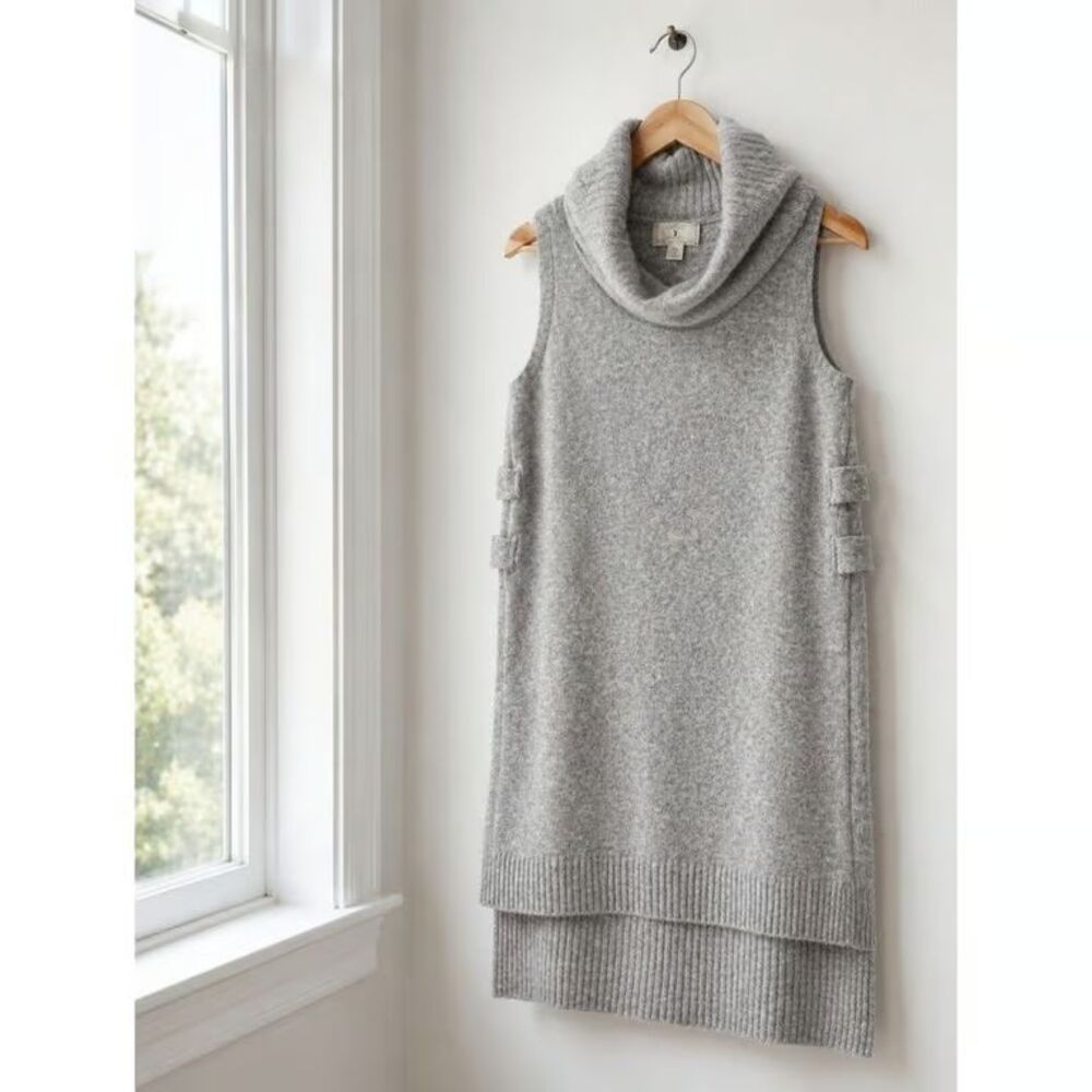 Ruby Moon Women's Gray Sleeveless Cowl Neck Sweater Dress Tunic Size M